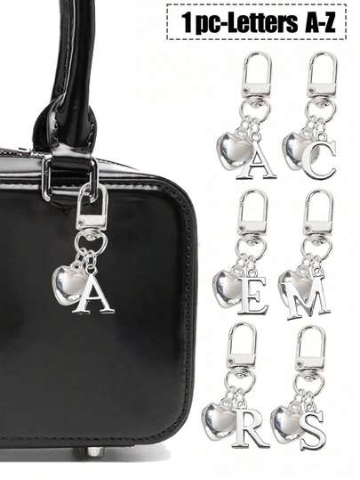 Personalized Heart-Shaped Pendant, Can Be Engraved With Initial, Heart-Shaped Keychain, Customized Bag Charm, Gift, Keychain, Unique Phone Accessories, Minimalist Design, Suitable For Women's Wallets And Phone Accessories, Perfect Gift For Friends, Family Or Girlfriend, Outdoor Accessories, Party Accessories, Gift, Souvenir, Women's Bag Charm, Car Charm, Gift For Women And Girls