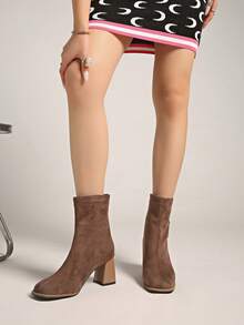 2025 New Spring/Autumn Ankle Boots For Women, High Heel Ankle Boots, Fall, Winter, Autumn, Suitable For Petite Women, Elegant - Khaki - View 9