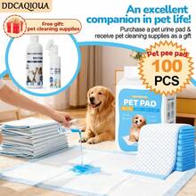 DDCAQIOUA Empapadores desechables para mascotas con productos de aseo gratuitos. Con una estructura absorbente multicapa y un diseño más grande y grueso, son ideales para razas pequeñas, medianas y grandes. Gracias a sus tiras adhesivas en la parte posterior, se mantienen fijos, convirtiéndose en el accesorio perfecto para hogares con perros. - M - Ver 2