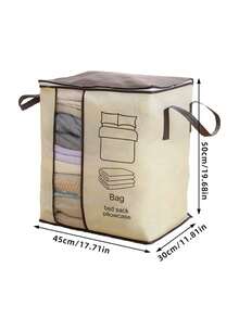 1pc Large Capacity Moving Packing Quilt Storage Bag Baby Room Storage Non-Woven Storage Bag Thickened Handheld Clothing Quilt Organizing Storage Bag Non-Woven Fabrics Large Capacity Clothes Storage Bag Organizer With Handle Foldable Futon Portable Quilt Storage Box Foldable Household Clothes Storage Bag Suitable For Home - Multicolor - View 2