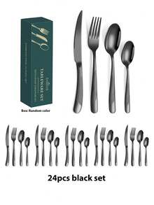 4pcs/24pcs Premium Star-Shaped Diamond Stainless Steel Cutlery Set Includes A Steak Knife,Fork,Spoon,And Dessert Spoon.The Hammered Modern Cutlery Features A Mirror Finish,Is Durable,Luxurious,And Dishwasher ;Ideal For Kitchens,Dining Rooms,Banquets,Parties,Holidays,And Weddings,Available In A Variety Of Colors. - Multicolor - View 7
