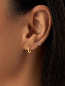 FOREVER QUEEN 1对S925纯银小耳环，轻巧精致，14K白金镀层，迷你耳骨穿孔耳夹，耳环耳钉，男女通用，尺寸5mm/6mm/7mm/8mm/Pmm