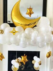 61件套斋月气球套装，包含金色月亮、星星铝箔气球、白色和金色乳胶气球，适合开斋节家居装饰、斋月主题派对装饰，斋月吉祥，斋月快乐，开斋节快乐，开斋节派对 - 彩色 - 查看 7