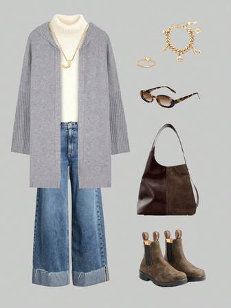 女士休闲舒适学院风简约优雅纯色针织连帽开衫，纽扣设计，适合度假、上学、办公、居家、日常、旅行、机场穿着，春、冬、秋季皆宜。