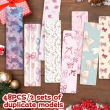 48个可爱粉色蝴蝶结书签，纸质阅读配件及装饰品，办公用品，派对小礼物，生日礼物，日记本，创意桌面装饰，返校礼物，房间装饰，家居装饰摆件，家居微缩小物 - 彩色 - 查看 11