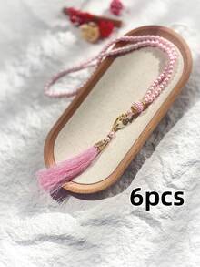 1串/6串伊斯兰祈祷念珠，99颗玻璃仿珍珠线珠，用于穆斯林礼拜和阿拉伯赞美手链 - 彩色 - 查看 17