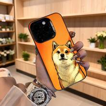 Cubierta de teléfono con diseño de perro shiba inu naranja para iPhone con texto CASETTO ideal para uso diario y regalos Aplicable a los teléfonos de la serie Apple y Galaxy - Negro - Ver 4