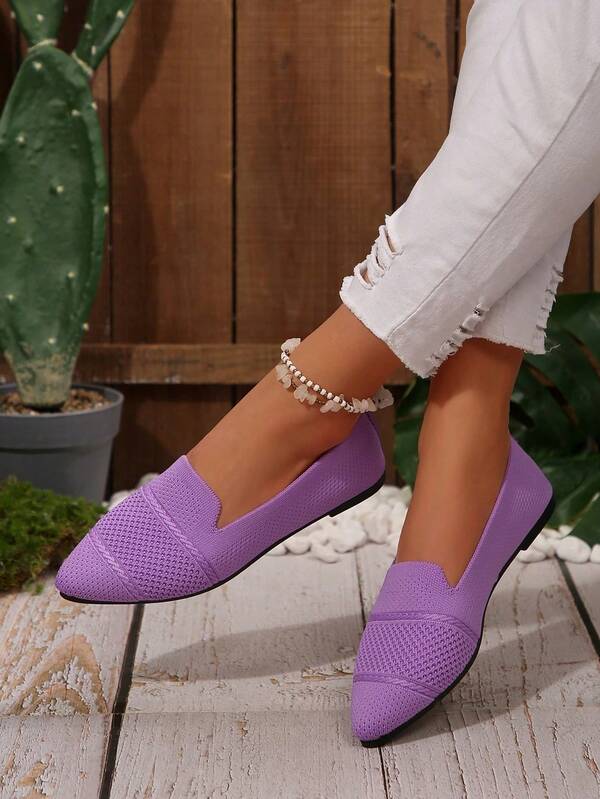 2026 Women's Pointed Toe Slip-On Shoes, High-End Comfortable Outdoor Fashion Versatile Breathable Shoes