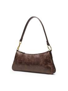 2025秋季新款女士包包 高端通勤腋下包 巧克力色加长拉链单肩包 - 咖啡 - 查看 2