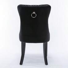 Nikki Collection Modern, High-End Tufted Solid Wood Contemporary Velvet Upholstered Dining Chair With Wood Legs Nailhead Trim 2-Pcs Set, Black, DE2001BK - Black - View 7