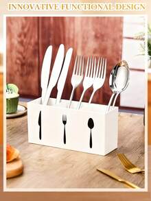 3-Compartment Acrylic Cutlery Organizer Tray, Tabletop Silverware Holder Rack For Kitchen Cabinet, Dining Room - Multicolor - View 7