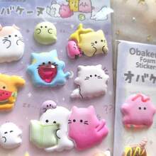 新款可爱海豹贴纸书，柔软可爱高泡EVA水钻泡泡贴纸，幽灵动物儿童可重复使用贴纸 - 彩色 - 查看 3