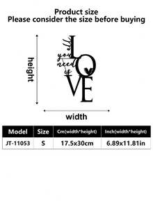 1件浪漫金属墙饰 - 醒目的LOVE字母 - 简约婚礼、周年纪念、情人节礼物 - 家居装饰，情侣完美之选 - “你只需要爱”装饰，优雅书法设计，手工铁艺，爱心金属墙牌，情人节情侣礼物，房间装饰的完美之选
