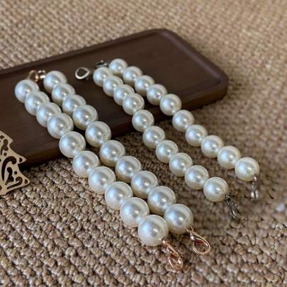 2条可拆卸珍珠包链，手工DIY包包配饰项链，适用于手提包、钱包、手机壳和其他手工制品，时尚、简约、优雅、美观，方便替换单肩包链。