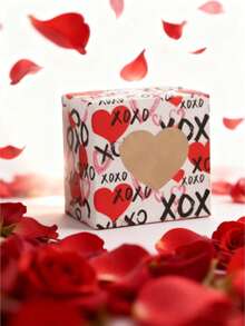 5个/20个装情人节新款结婚糖果盒，心形开窗饼干盒，烘焙包装蛋糕盒，七夕节情侣浪漫礼物方形开窗礼盒 - 彩色 - 查看 9