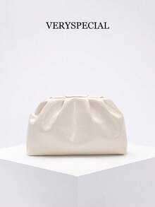 高品质复古风格棕色麂皮手拿包，玛琳风格女士麂皮手拿包，欧美时尚褶皱简约女士手拿包，配链条肩带 - 棕色 - 查看 20