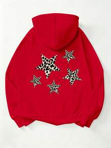 Hoodie mit Pik-Print und klassischem Blumenmuster. Unisex-Hoodie für Herbst/Winter mit extra dickem, warmem Futter, verstellbarem Kordelzug und Taschen an den langen Ärmeln. Aus Baumwolle und Samt gefertigt, ideal für kalte Tage. - Rot - Übersicht 6