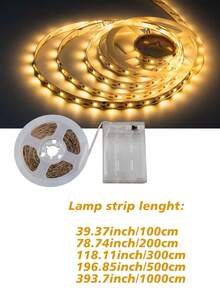 Tira de luz LED flexible alimentada por batería, luz cálida, personalizable, adecuada para cajas de regalo, armarios y gabinetes (baterías no incluidas). - luz cálida - Ver 2