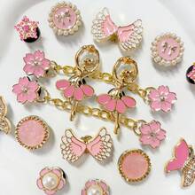 16 chiếc vòng tay hình cô gái múa ba lê lấp lánh vàng, dây chuyền hoa anh đào, cánh hồng, bướm, hoa bánh tròn, phụ kiện giày phong cách Y2K dễ thương và thanh lịch, phù hợp với giày nữ, dép lê, dép xăng đan, giày đi trong nhà, đồ trang trí tự làm, quà tặng tuyệt vời cho ngày lễ - Vàng Hồng - Xem 7