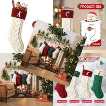 Christmas Stockings Personalized Custom Initials 18 Inches Knitted Christmas Stockings With Letter Fireplace Hanging Monogram Xmas Stockings For Family Holiday Party Decoration White And Red A - WhiteandRed - View 1