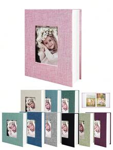 4x6英寸亚麻封面相册，可容纳多达100张4R照片，适合家庭聚会、婚礼、旅行、宝宝和节日照片。 - 彩色 - 查看 8