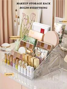 1Piece Home Lipstick And Cosmetics Storage Rack, Multi-Layer Transparent Nail Polish Display Rack, Nail Art Storage Box, Storage Rack - Multicolor - View 6