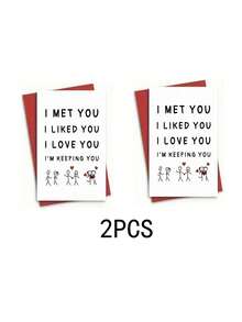 1/2 Pcs "I Like You, Love You, Keep You" Anniversary & Celebration Of Love Greeting Card - White - View 7