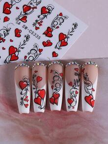 2 pezzi Adesivi per unghie a forma di cuore rosso, Decorazioni per unghie 3D a forma di cuore rosso, Decalcomanie per unghie autoadesive, Accessori per unghie in acrilico, Decorazioni per unghie, Adatte per donne, ragazze, unghie di San Valentino, Forniture per unghie - Multicolore - Visualizzare 6