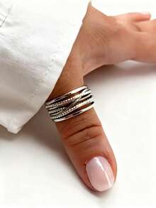 1 件复古皇家风格拇指针织多层开口戒指，厚实可调节戒指，坚固的波西米亚风格优雅戒指，适合所有季节的女士珠宝，送给她的礼物