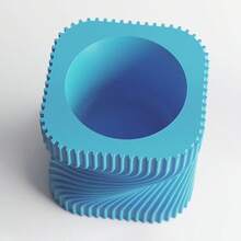 ORIZZONTE Modern Decorative Vase With Intertwined Spiral Structure – Dynamic Minimal Design For Plants, Cactus, Bonsai – Home/Office Gift Idea – Available In 2 Sizes – 100% Made In Italy, Shipping From Italy - Cyan - 查看 5