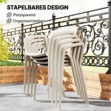 Outsunny Set Of 4 Garden Chairs, Weatherproof Plastic Garden Chairs, Stackable Chairs With Armrests And Backrest, Load Capacity Up To 120 Kg, On-Site - 1 - View 2