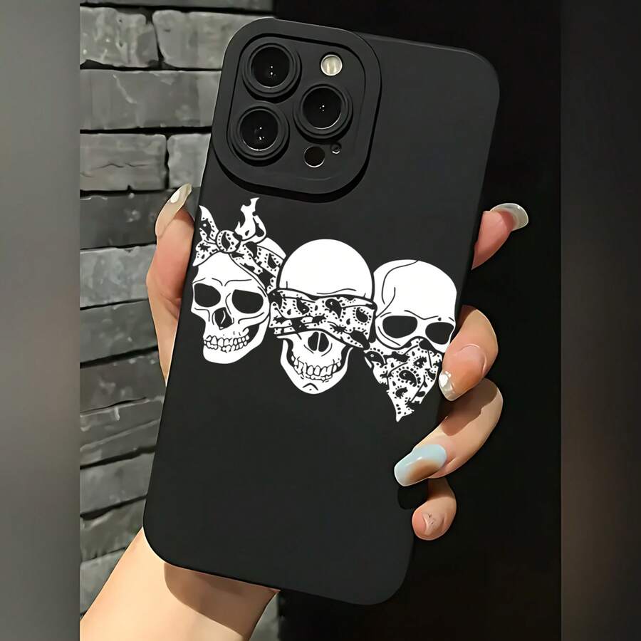 2026 nueva funda de teléfono mate, funda de teléfono con patrón de calavera, diseño de bandana y corona para iPhone 17 14 Pro Max 13 12 11 Xs Xr Galaxy S23 S22 S21 S20 S10 Plus, protector de teléfono, funda de pareja, regalo para novio o novia, presente de vacaciones - Azul Klein - Ver 1