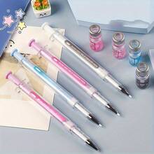 1/3/6pcs Vaccine Pen, Neutral Design, Novel Writing Tool, Plastic Material, Black Ink, Smooth Writing, Suitable For Office Signing, Stationery, Gift Pen, Durable Plastic Pen, Ink Pen, School Supplies. - Random Color - View 3