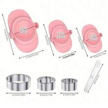 7件套饺子压模器,3种尺寸饺子压模器,带面团切割器和馅料勺,饺子模具,可制作饺子、馅饼、馄饨和派,饺子压模器,厨房小工具,食品加工工具,多尺寸模具,设计紧凑,结构坚固,高品质压模器,派压模器,脚部死皮去除器,馅饼封口器,馅饼成型器 - 彩色 - 查看 5