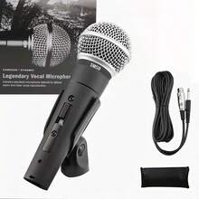 Professional Metal Wired Cardioid Dynamic Microphone Handheld Microphone Legendary Human Voice Microphone With 3m 6.35mm XLR Cable For Stage Performances, DJ, Karaoke, OK, Recording Of Human Voice Performances, Live Streaming - 黑色 - 查看 10