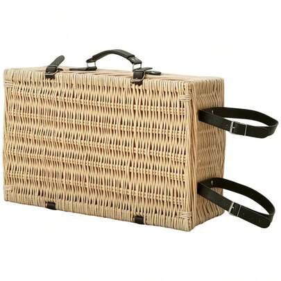 Outsunny Wicker Picnic Basket, Picnic Box For 4 People With Insulated Cooler Compartment, Picnic Blanket, Cutlery Set, Complete Picnic Set For Camping, Beach, Christmas, Natural Wood