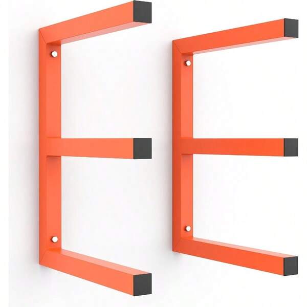 Lumber Storage Rack Wall Mount Wood Storage Racks Metal Wood Organizer Racks For Shed Workshop Garage Holds Up 220 LBS Per Level Pack Of 2 Black