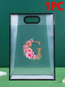 5/1pc Gift Bag, A-Z 26 Letter Design Waterproof Gift Bag - Fashionable Portable Wedding Gift Bag, Small Black & White PVC Transparent Tote Bag, Insertable Christmas Gift Bag, Wedding Gift, Holiday Gift