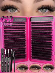 640/544 Cụm lông mi giả riêng lẻ, 9-16mm D Curl 10D + 20D / 30D + 40D / 50D + 60D / 80D + 100D Sách mi dung lượng lớn, Bộ nối mi mỏng và tự nhiên, Cụm mi có keo dán mi, Cọ mi và nhíp, Thân thiện với người mới bắt đầu, Thích hợp cho gia đình, du lịch, tiệc tùng và làm quà tặng Giáng sinh - Màu Hoa hồng đỏ - Xem 6