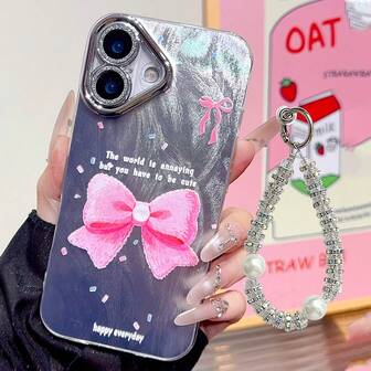 JURSUE Funda protectora dura y linda Kawaii divertida a prueba de golpes con protector de lente de cámara y correa para teléfono compatible con iPhone 17 Air 16 15 13 12 11 Pro Max Ip 14 Plus para mujeres y niñas Mz505