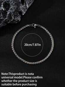 1pc Simple And Fashionable Men's Longge Chain Bracelet - Silver - View 2