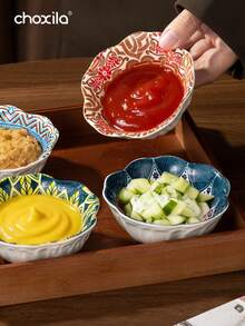 choxila 1 Peça Pratos Pequenos Redondos de Cerâmica, Pratos de Jantar Estilo Boêmio, Pratos de Alta Qualidade e Elegantes, Pratos para Lanche de Chá da Tarde, Pratos para Molho de Tomate, Pratos para Temperos Domésticos, Pratos para Molho de Mergulho, Pratos para Molho de Soja, Pratos para Acompanhamentos, Utensílios de Mesa Práticos de Pratos Pequenos para Festas - placa - Visão 7
