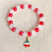 3pcs/Set Cute Glass Bead Santa Claus, Snowflake, Christmas Tree Elastic Beaded Bracelet, Suitable For Men And Women To Wear For Christmas - Santa Claus + Christmas Tree + Snowflakes - View 3