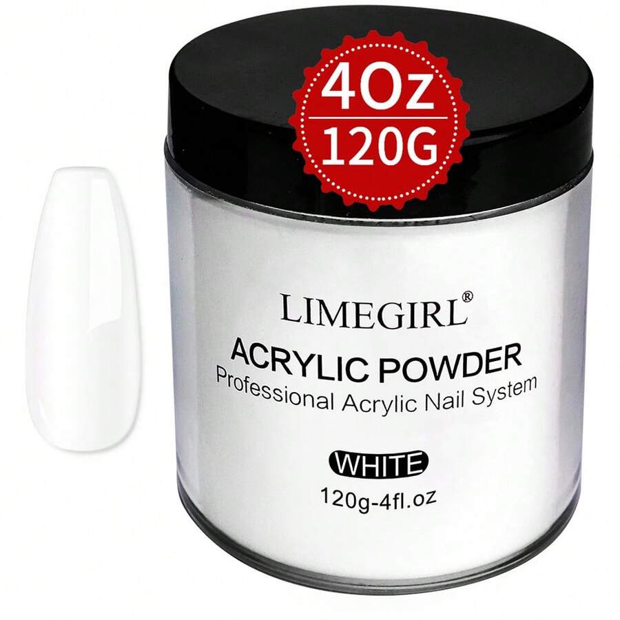 LIMEGIRL 4盎司/120克 专业超硬丙烯酸指甲粉 - 大容量，适用于丙烯酸指甲、3D法式美甲、指甲延长、雕刻