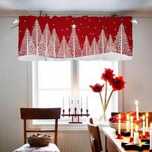 Cortinas de invierno de Navidad para ventanas de cocina 54 x 18 pulgadas árbol rojo copo de nieve bolsillo para barra cenefa cortinas cortas de Navidad para sala de estar recámara baño - rboldeNavidad - Ver 6