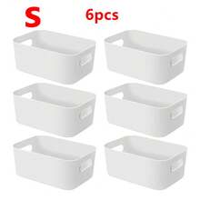 6/3pcs White Storage Boxes, Desktop Storage Boxes, Household Cosmetic Storage Boxes, Bathroom Kitchen Dorm Sundries Snack Storage Boxes, Kitchen Refrigerator Food Storage Boxes, Classroom Pen Storage Boxes, Christmas Gift - White - View 15