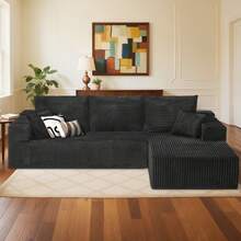105'' Cloud Sectional Couch, Soft Gray Sectional Sofa,(Pedals Can Be Purchased Separately, And Can Be Combined With Sofa) Boneless Corduroy Sofa With Deep Seat,Modern Modular Couch For Living Room, No Assembly Required,Comfy Plush Corduroy Fabric,Sofa De Sala,Couch,Sofa Cama,Muebles Para Sala, Living Room Furniture, Muebles, Bedroom Furniture Set, Recliner Chair For Adult. - 灰色 - 查看 2