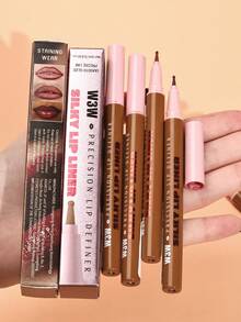 W3W Long-Lasting Waterproof Matte Nude & Deep Brown Lip Liner Pencil, High Color Payoff, Creamy Texture, Sponge Tip Applicator, Smooth Application, Waterproof & Smudge-Proof, Long-Wearing, Easy To Use Lip Liner