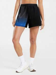 Women's Ombre Sports Shorts, Suitable For Summer Casual/Outdoor Exercise And Running - Blue - View 1