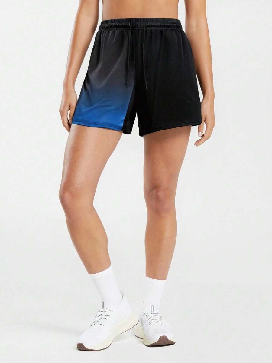 Women's Ombre Sports Shorts, Suitable For Summer Casual/Outdoor Exercise And Running - Blue - View 1